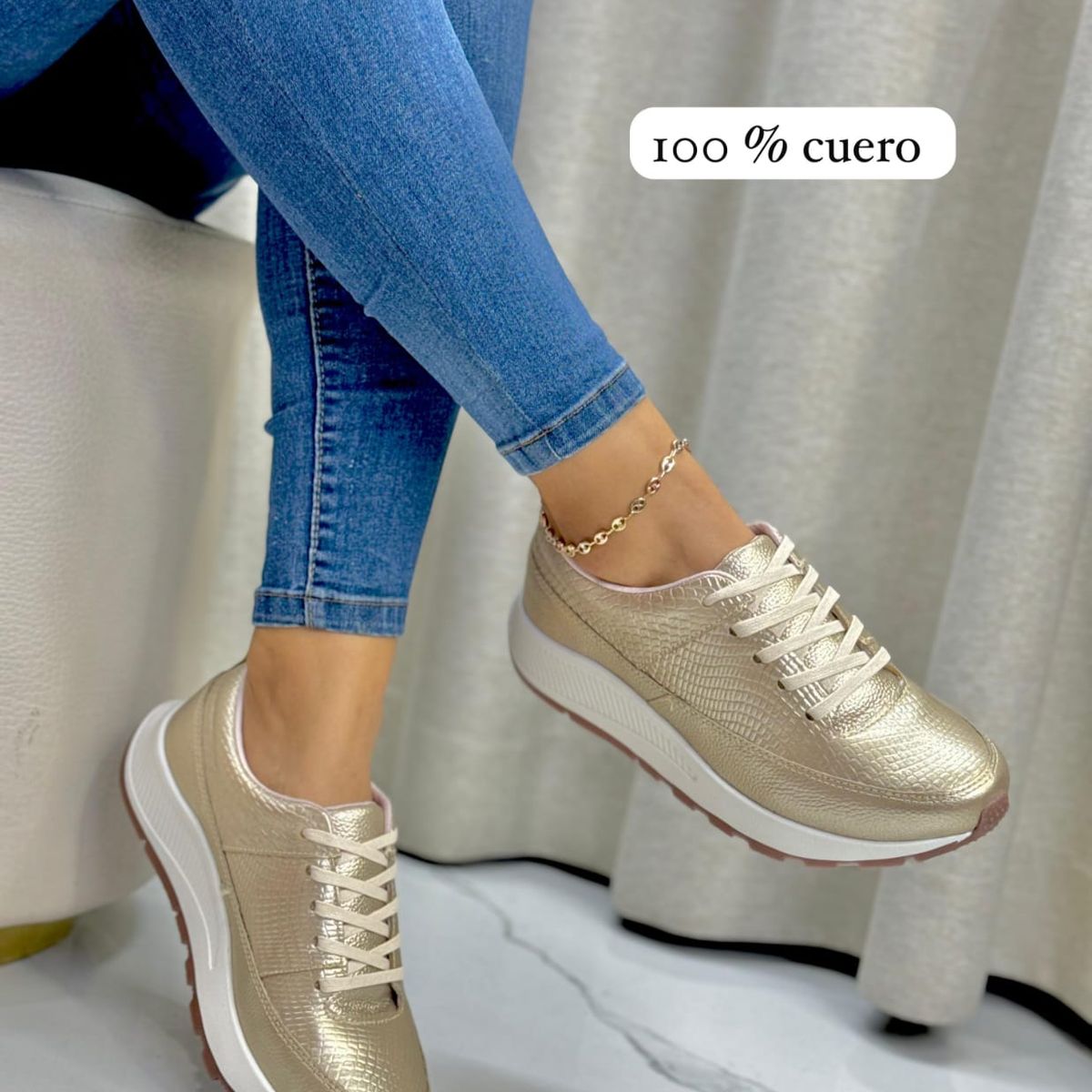 EVEGONZ - Tenis de Cuero Tenis Deportivo de Moda Femenina