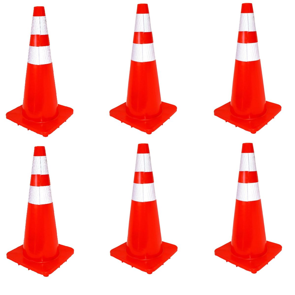 NACIONAL - CONO VIAL PVC 70 CM DOS CINTA REFLECTIVO X 6 UND