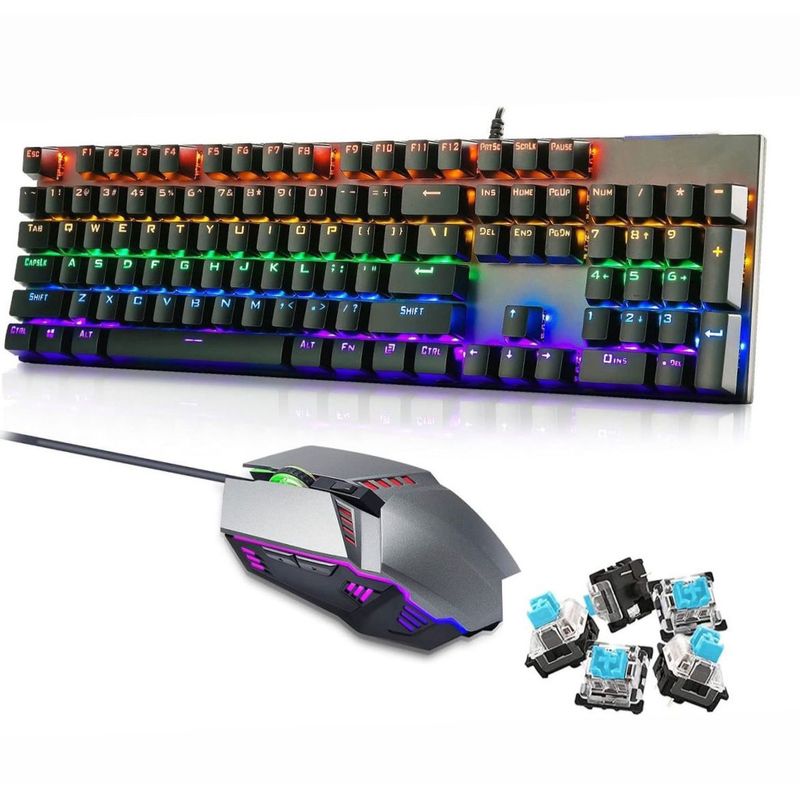 GENERICO - Combo Gamer Teclado Mouse Led Robert Switch Azul Inalambrico