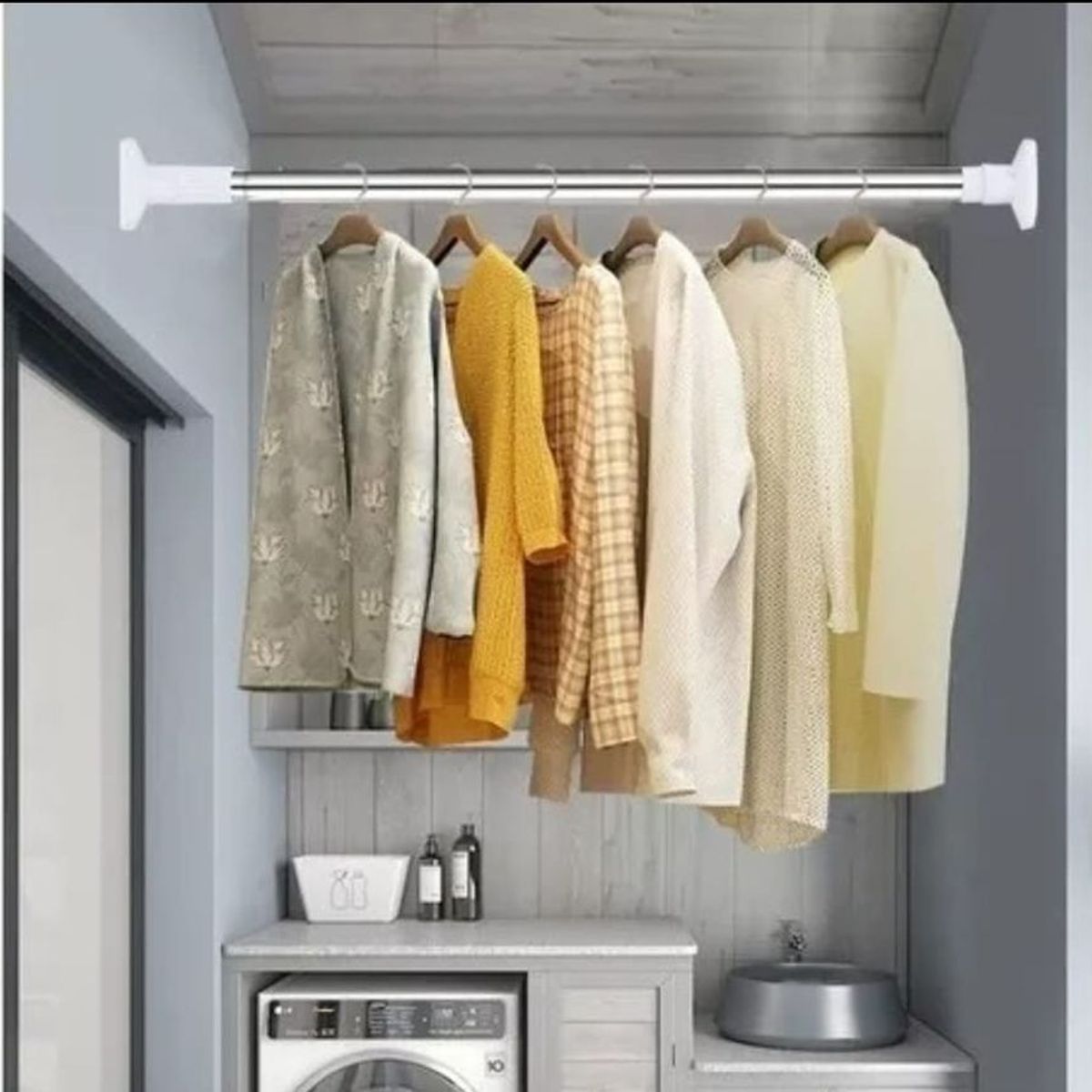 GENERICO - Tubo para ropa cortina barra expandible 110cm - 200cm