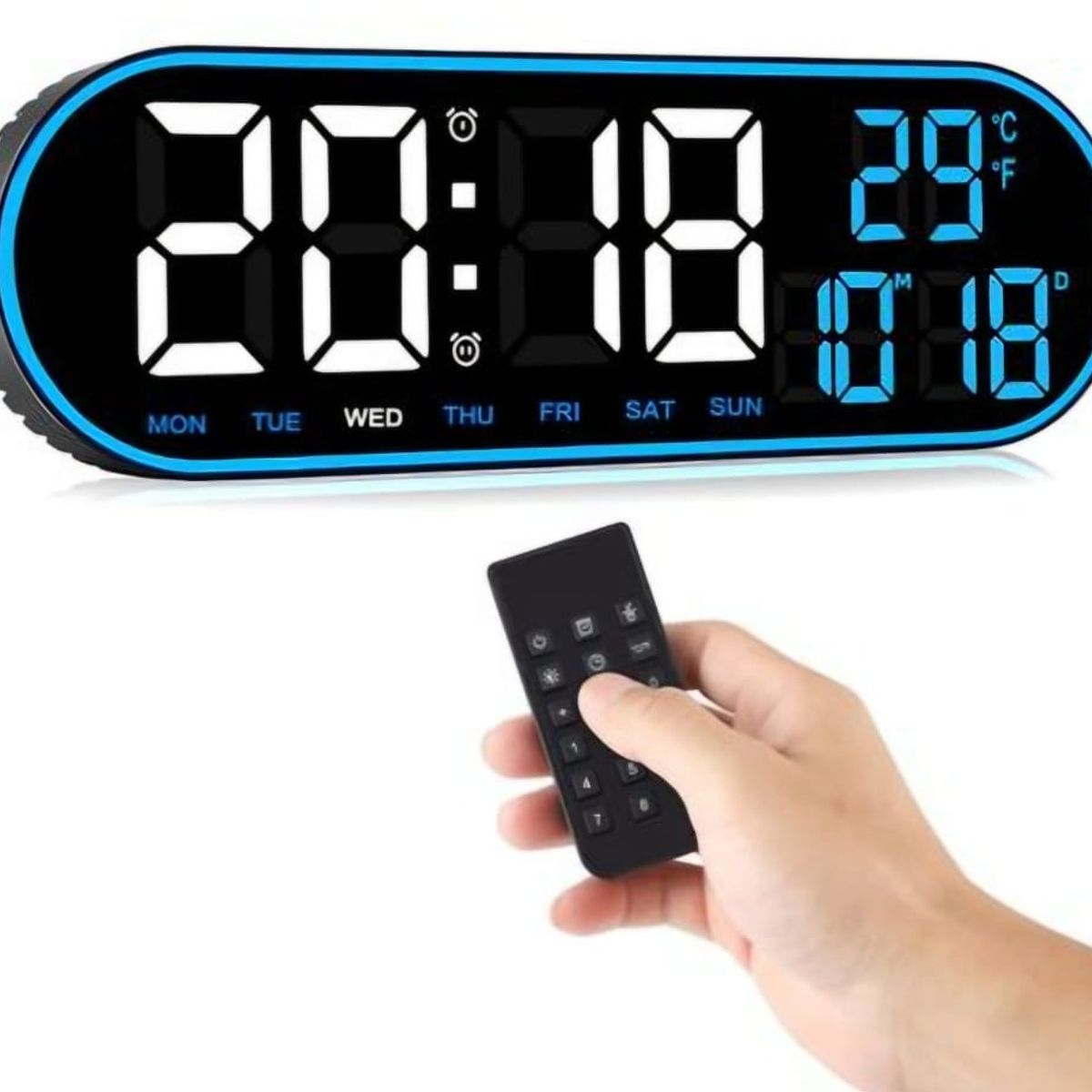 GENERICO - Reloj Inteligente Digital De Pared Grande Luz Led Control Remoto