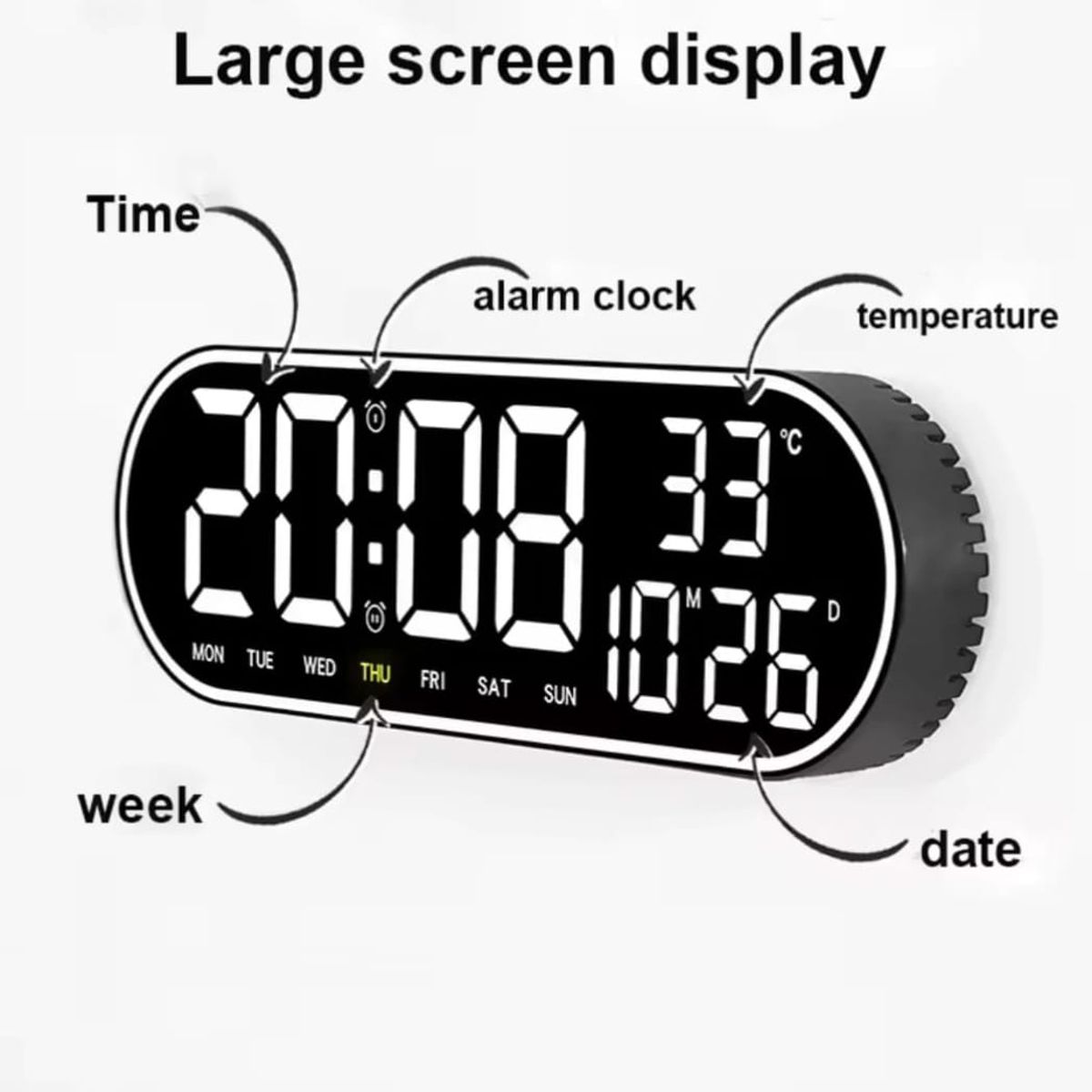 GENERICO - Reloj Inteligente Digital De Pared Grande Luz Led Control Remoto