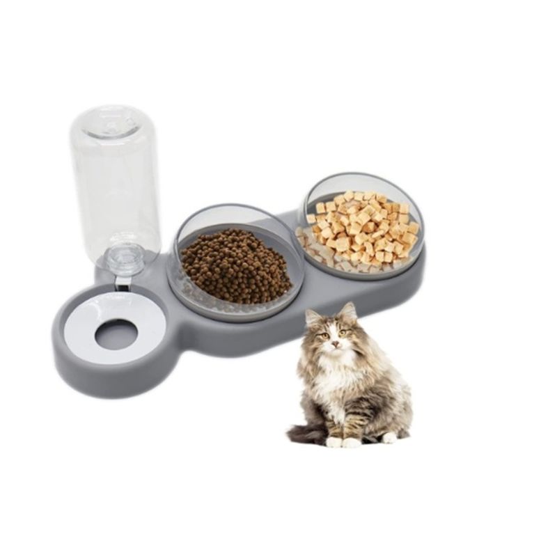 GENERICO - Tazones Para Gatos con Dispensador Automático De Agua 3 En 1