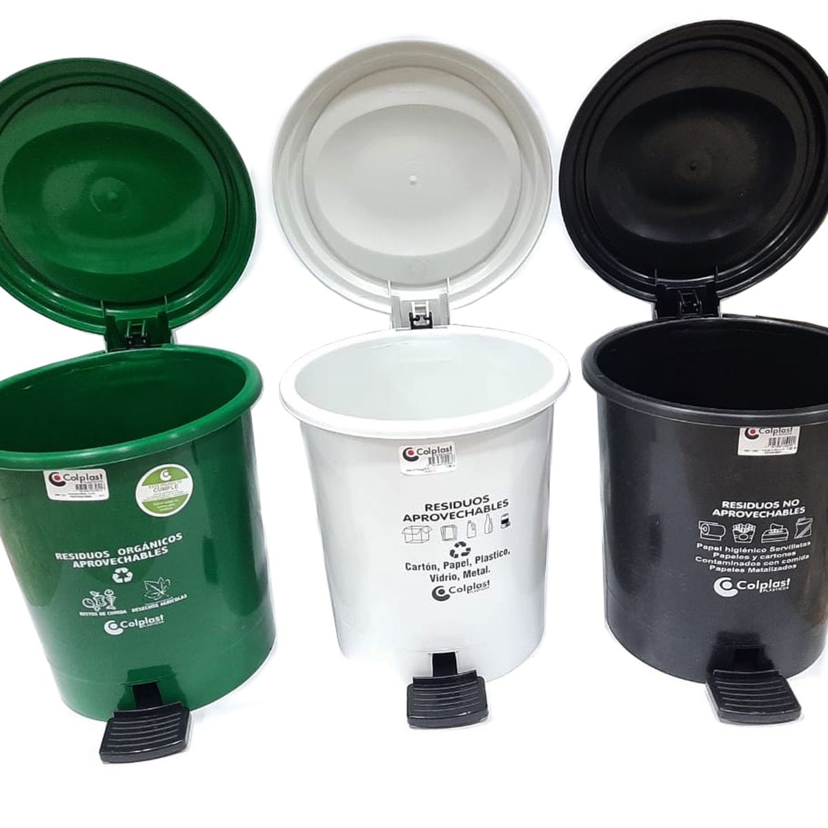 NACIONAL - PUNTO ECOLOGICO DE PEDAL 12 LTS CANECA VERDE BLANCA Y NEGRA