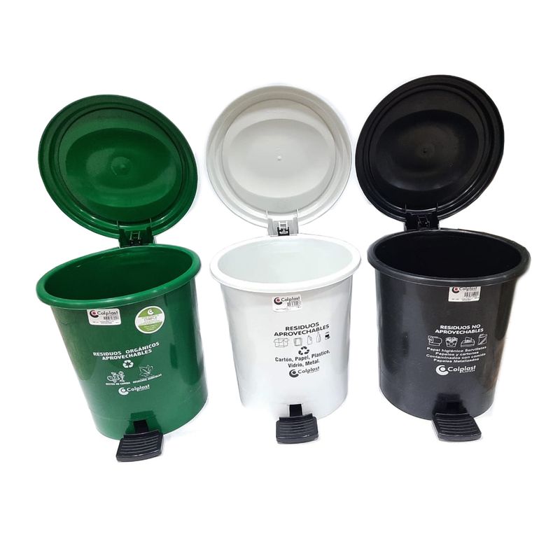NACIONAL - PUNTO ECOLOGICO DE PEDAL 12 LTS CANECA VERDE BLANCA Y NEGRA