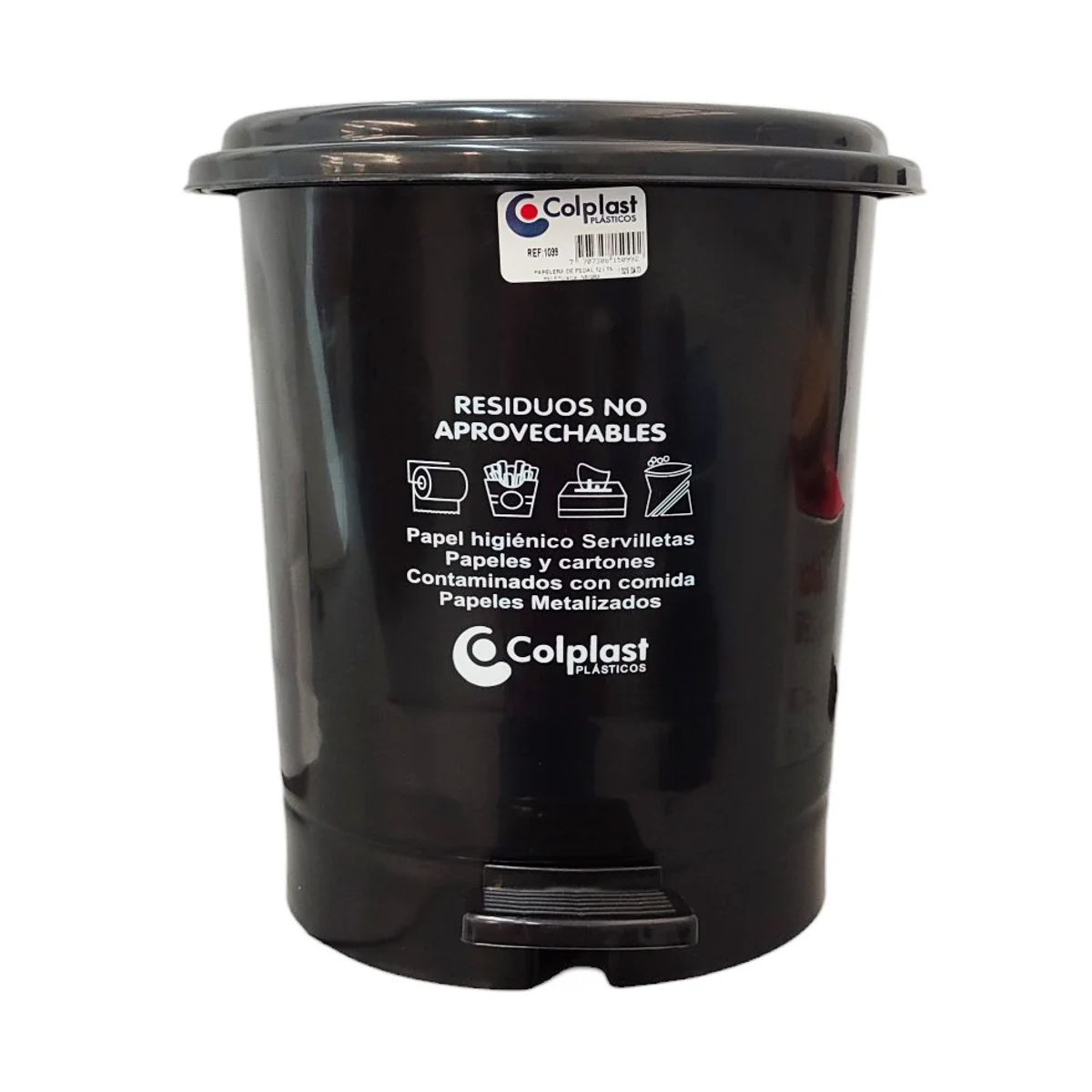 COLPLAST - CANECA DE PEDAL 12 LITROS COLOR NEGRO