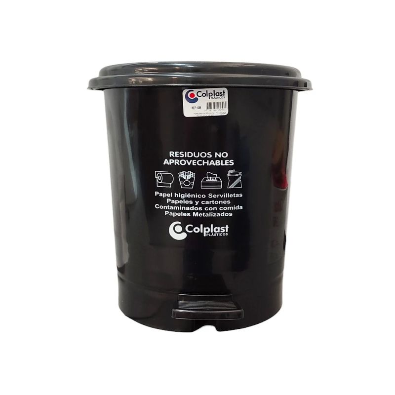 COLPLAST - CANECA DE PEDAL 12 LITROS COLOR NEGRO