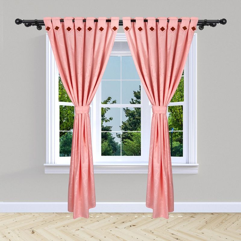  - Cortina de Botón Palo de rosa En Jacquard 280 cms x 210 cms 2 piezas