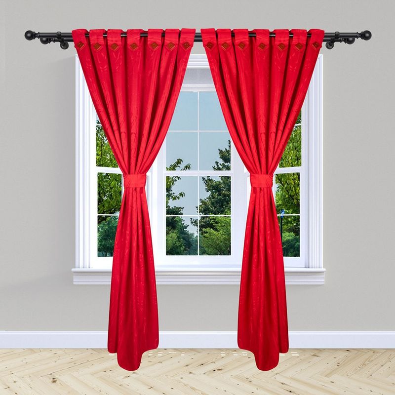 ADVANCE - Cortina de Botón Roja En Jacquard 280 cms x 210 cms 2 piezas