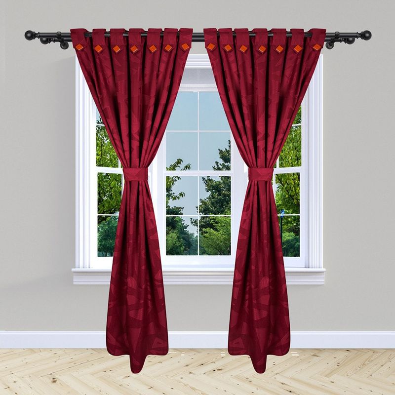 ADVANCE - Cortina de Botón Vinotinto En Jacquard 280 cms x 210 cms 2 piezas