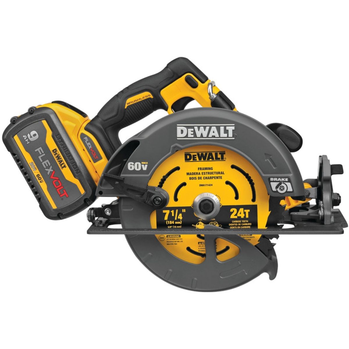 DEWALT - Sierra circular 60v 714+ 2 baterías 9ah+cargador