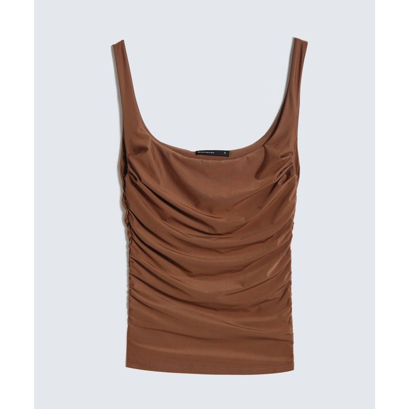 SEVEN SEVEN - Camiseta Para Mujer Manga Sisa Color Cafe Oscuro Marca Seven Seven #28096127