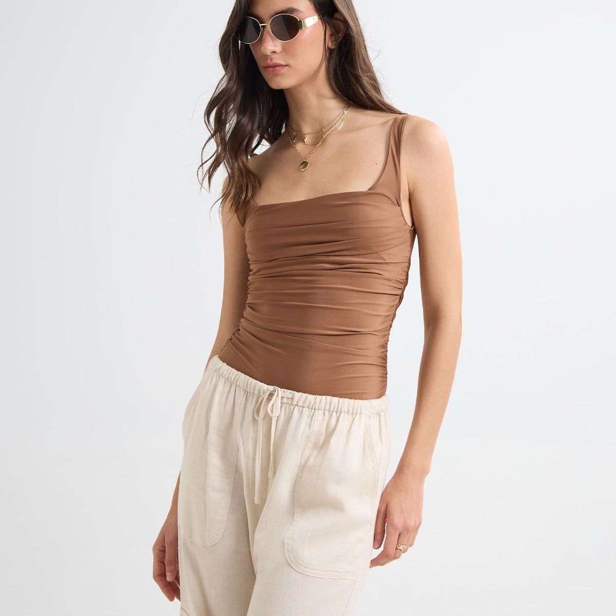 SEVEN SEVEN - Camiseta Para Mujer Manga Sisa Color Cafe Oscuro Marca Seven Seven #28096127