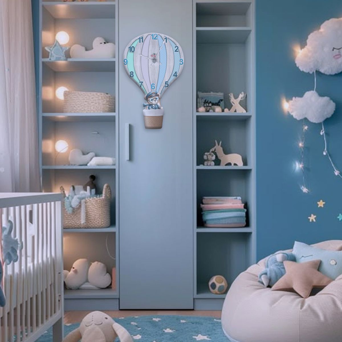 XTREME - Reloj  de Pared Globo KIDS-GL-02 22cm x 35cm color Azul y Gris