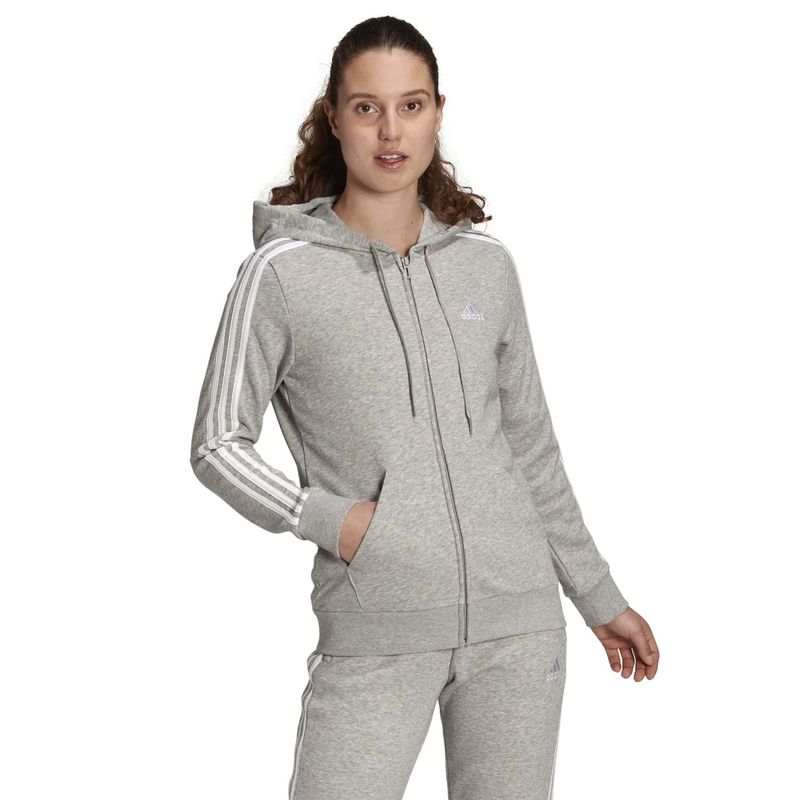 ADIDAS - Chaqueta  Adidas Gris Mujer Essentials 3 Rayas