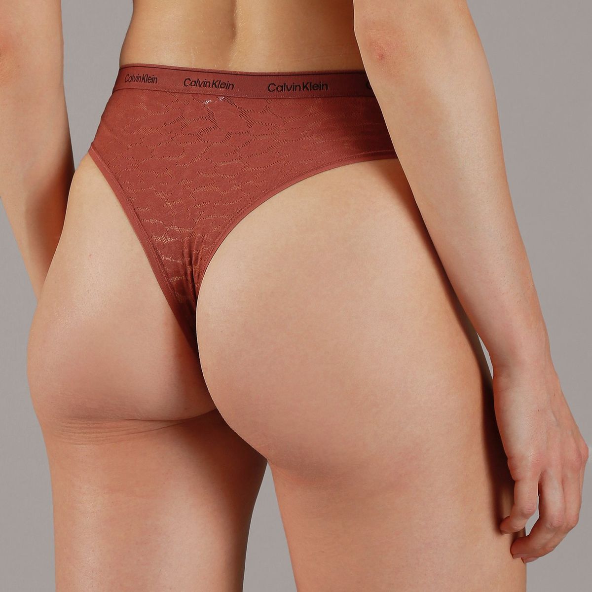 CALVIN KLEIN - Pantie Café Estilo Brasilera De Encaje - Modern Logo Lace Calvin Klein