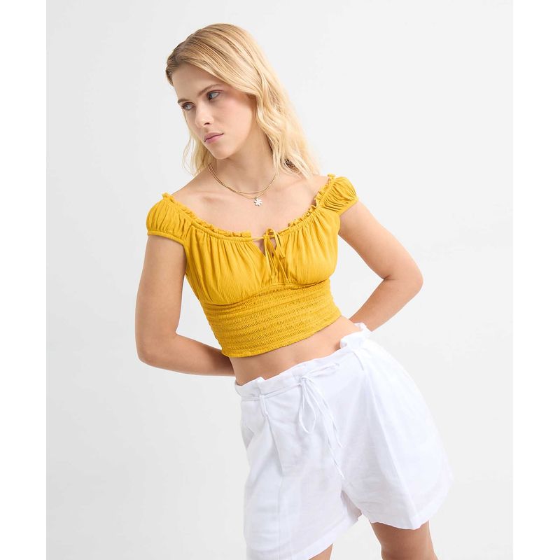 SEVEN SEVEN - Blusa Para Mujer Manga Corta Color Mostaza Marca Seven Seven #28124007