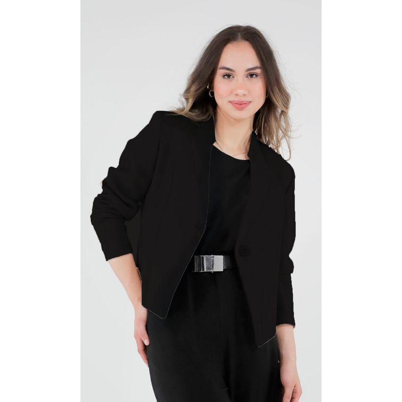 L Y H - Chaqueta Para Mujer Negro Marca L&H