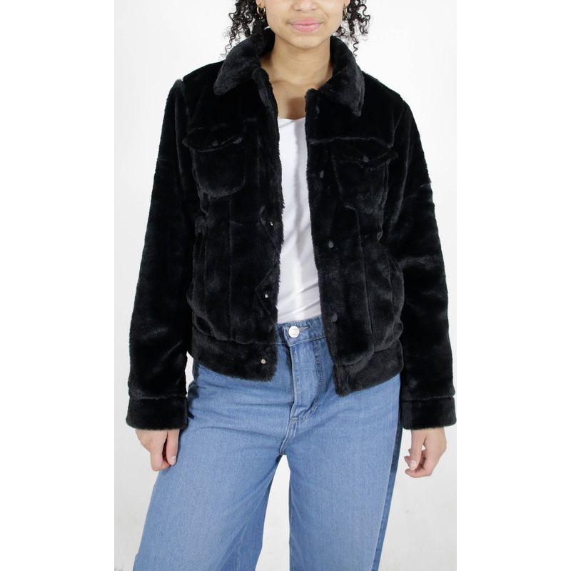 L Y H - Chaqueta Para Mujer Negro Marca L&H