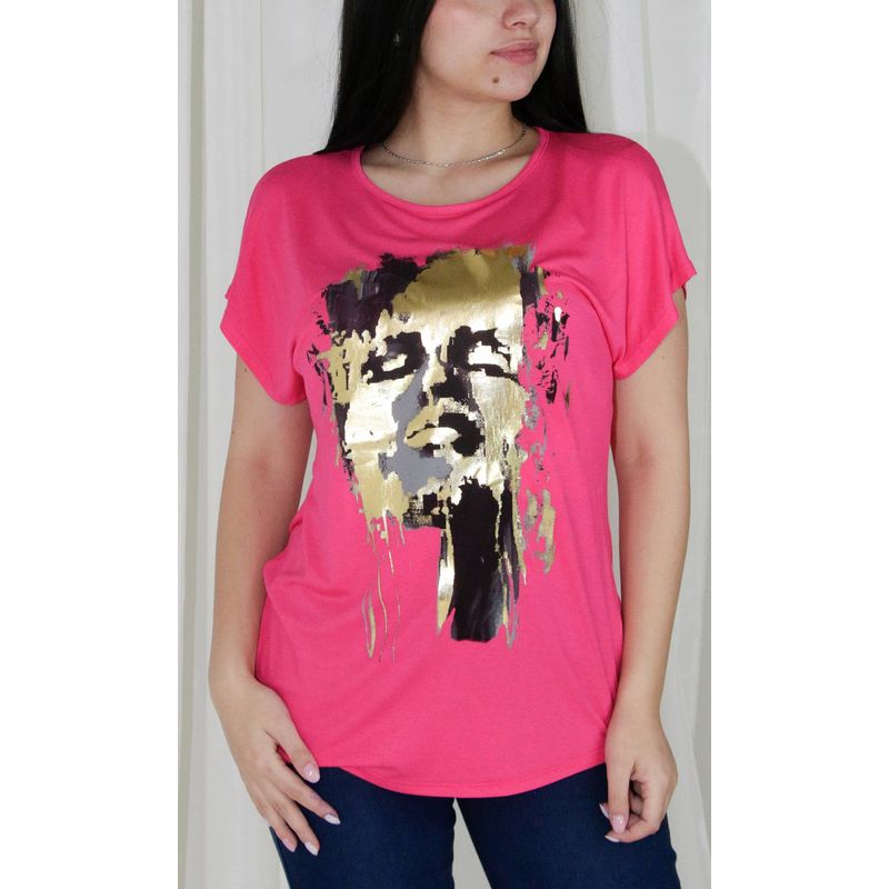 L Y H - Camiseta Para Mujer Manga Corta Fucsia Marca L&H