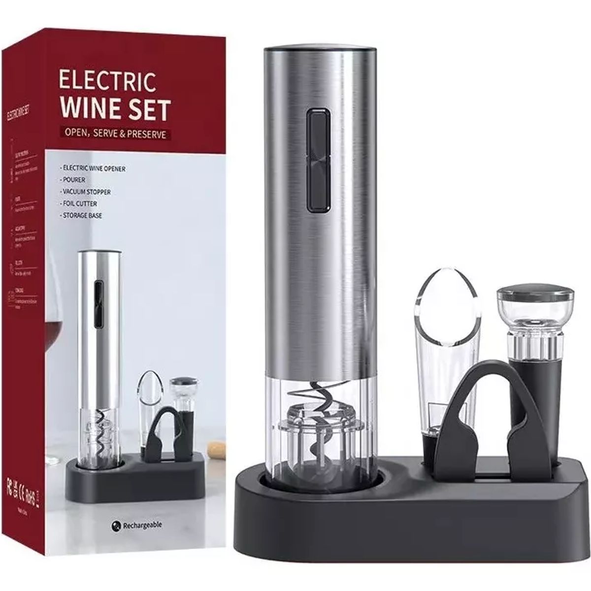 GENERICO - Descorchador De Vino Eléctrico Recargable Sacacorchos