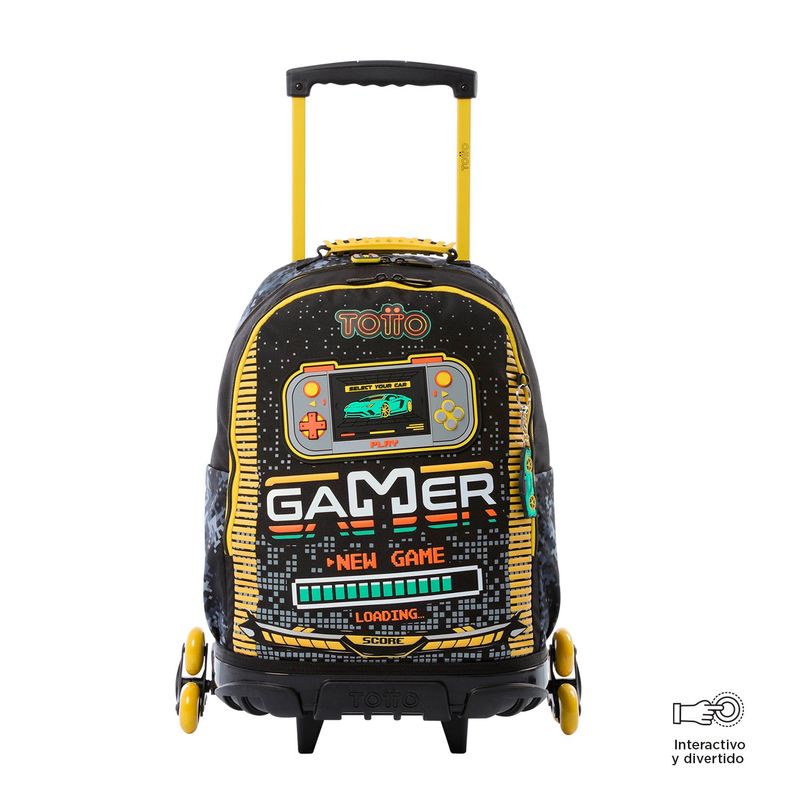 TOTTO - Morral con 3 ruedas Niño Best Game Grande Negro