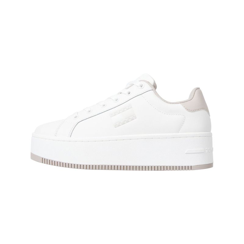 TOMMY HILFIGER - Tenis Blancos De Plataforma De Cuero Essential Tommy Hilfiger
