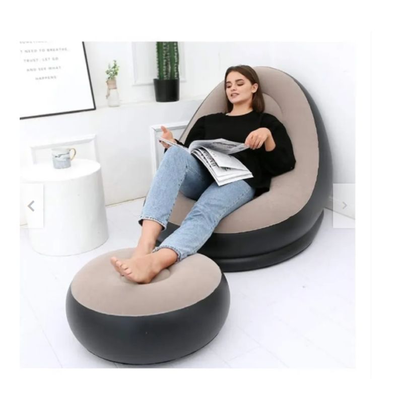 GENERICO - Sillon Inflable Puff Reclinable Comodo Portatil Posapie