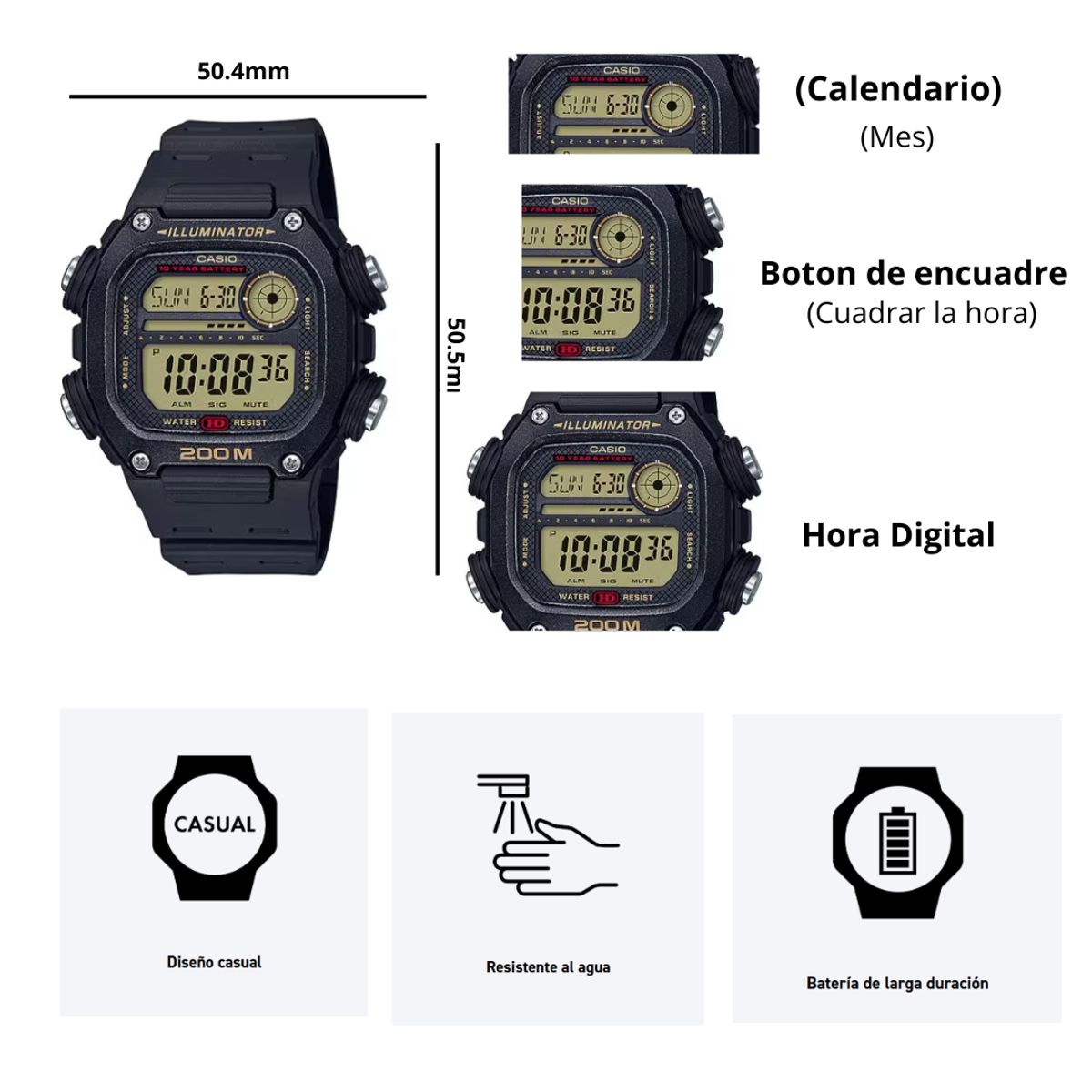 CASIO - Reloj Casio DW-291H-9A Diseño Deportivo