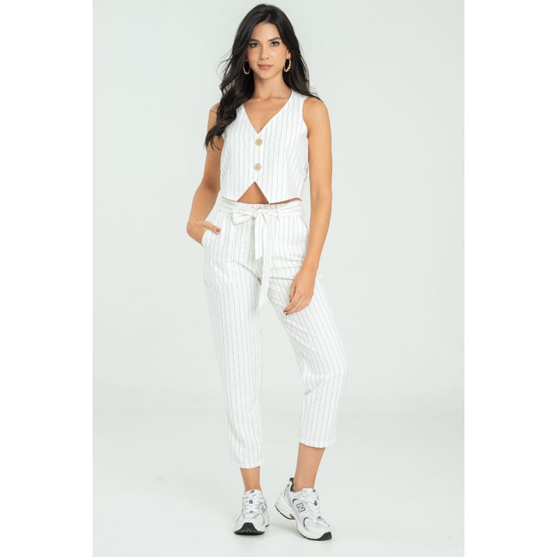 RAGGED - Pantalon rayas Blanco crudo Ragged