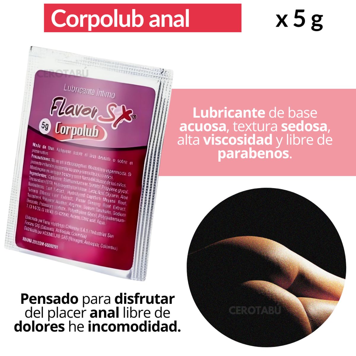 FLAVOR SEX - x6 Lubricante Anl Dilatador Anestesico Desensibilizante