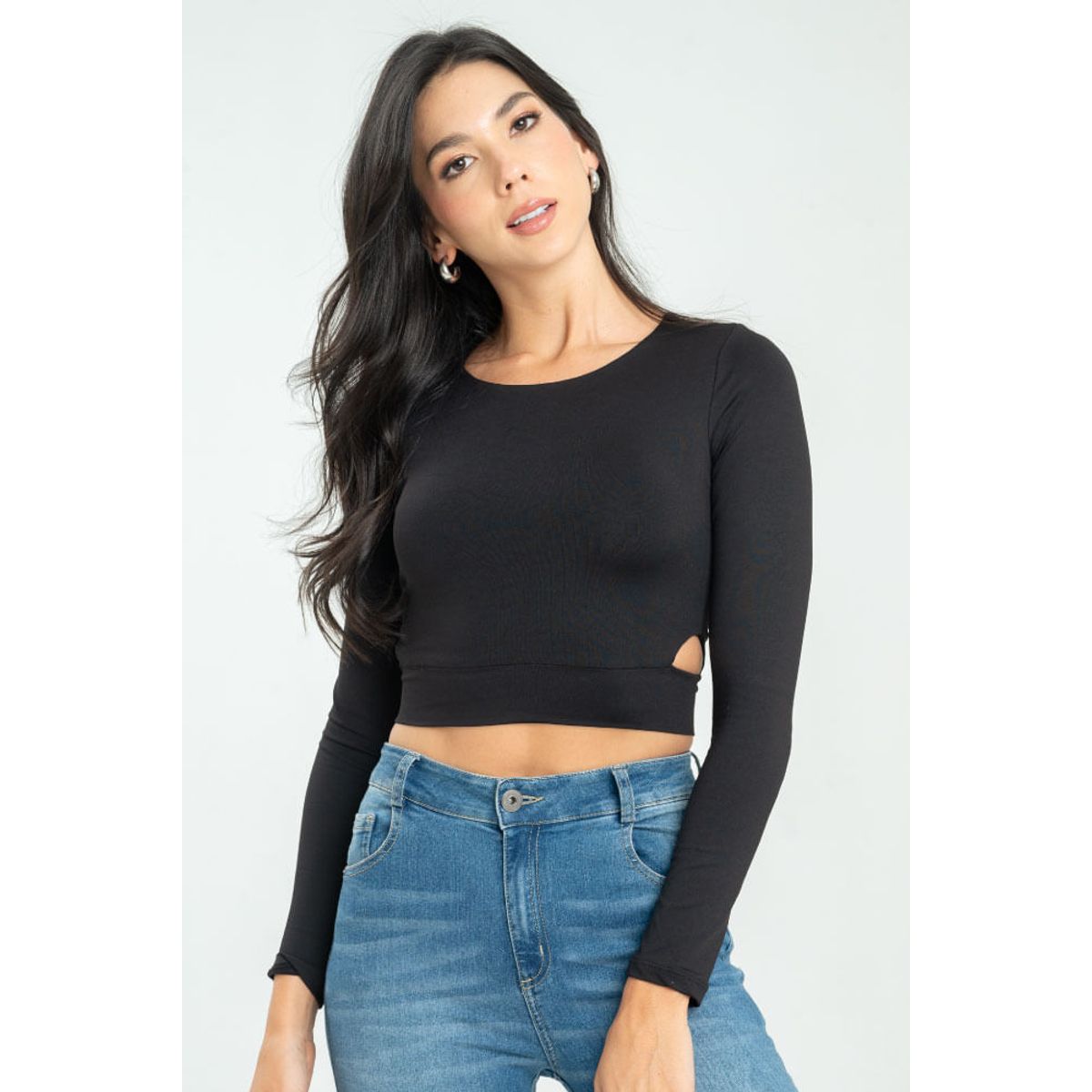RAGGED - Crop top hideat Negro Ragged