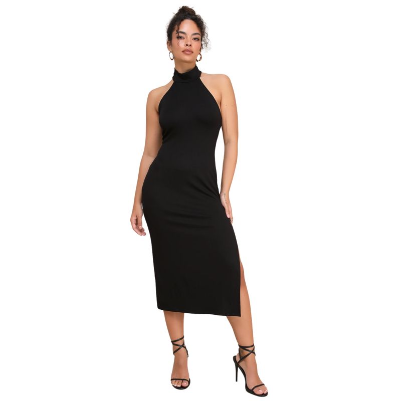 GENERICO - VESTIDO CASUAL CEÑIDO CUELLO HALTER