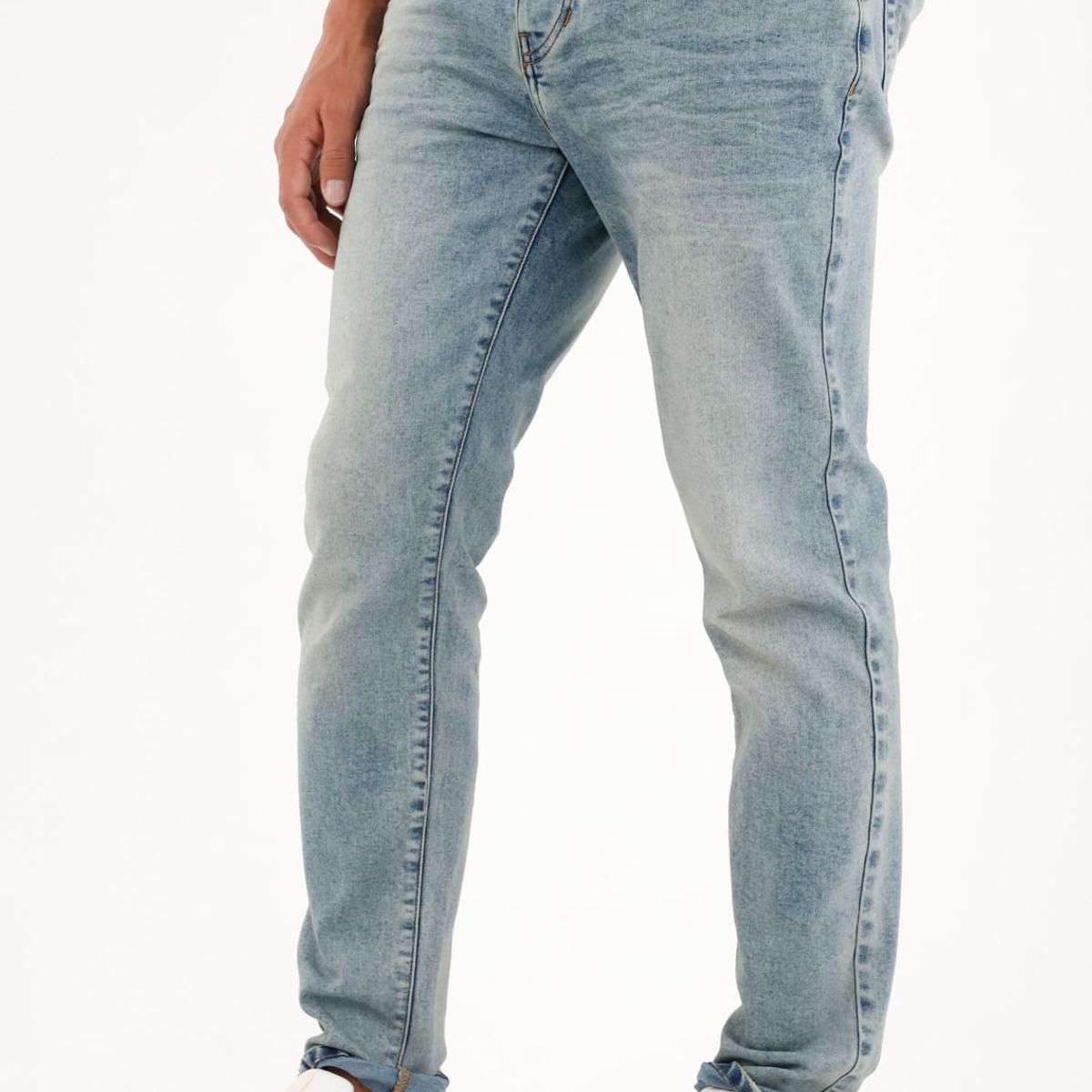 TENNIS - Jean Super Skinny tiro medio con arrugas 3D para hombre