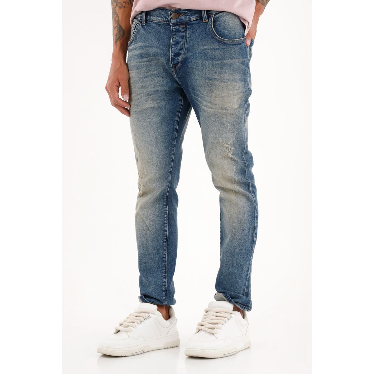 TENNIS - Jean Skinny tiro medio azul para hombre