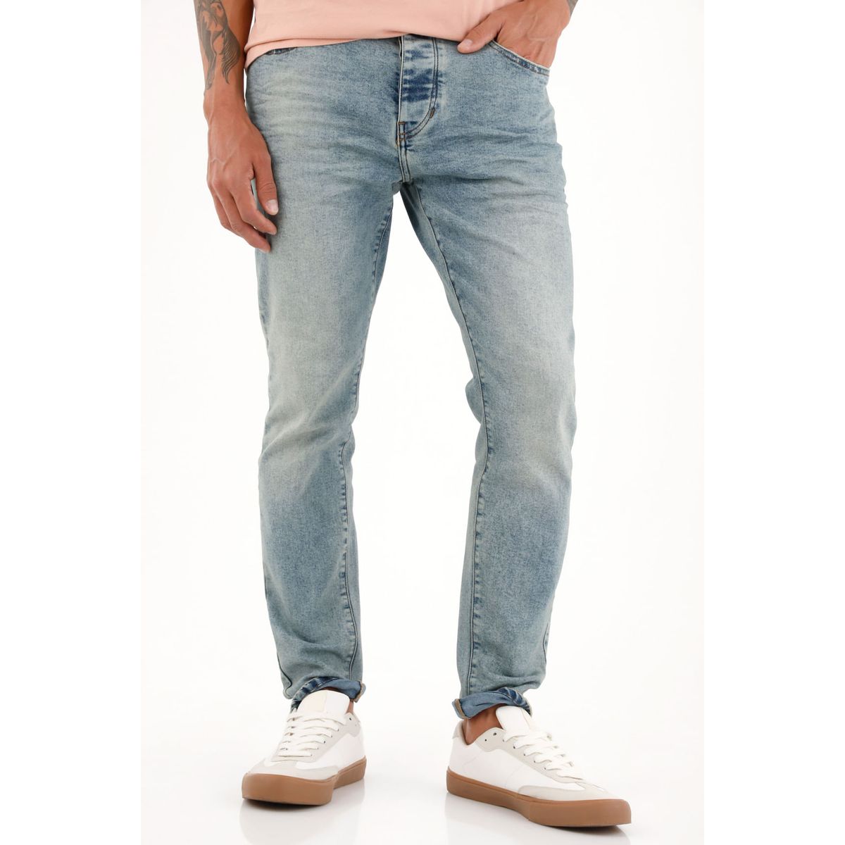 TENNIS - Jean Super Skinny tiro medio con arrugas 3D para hombre