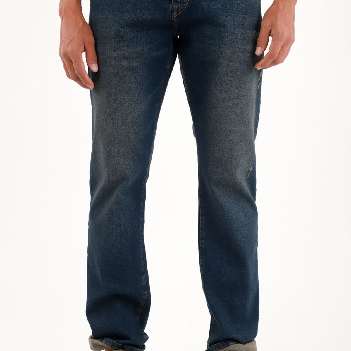 TENNIS - Jean Recto tiro medio azul con realce en las costuras para hombre