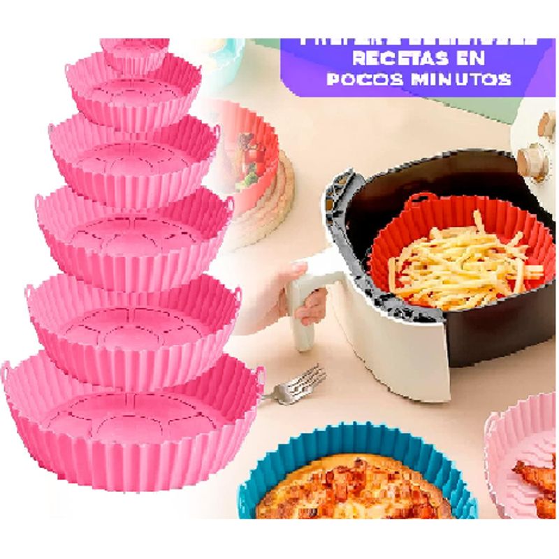 GENERICO - SET 6 BANDEJAS SILICONA AIR FRYER FREIDORA COCINA PROTECTOR