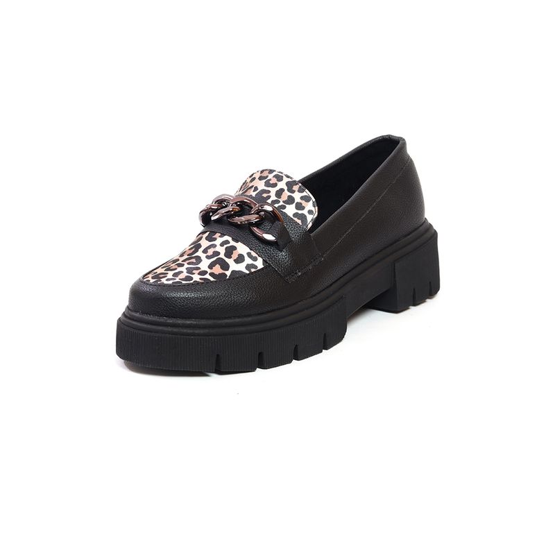 BALLERINA - Mocasines Negro X Animal Print Ballerinas Gretta