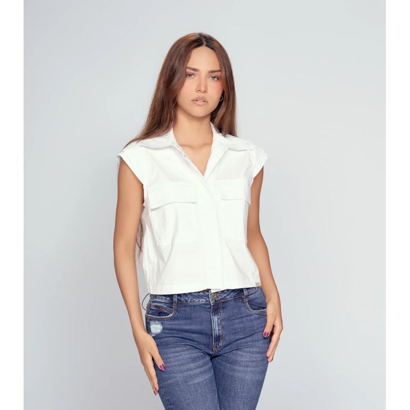UNSER - Blusa Unicolor Con Bolsillo Y Cuello Unser