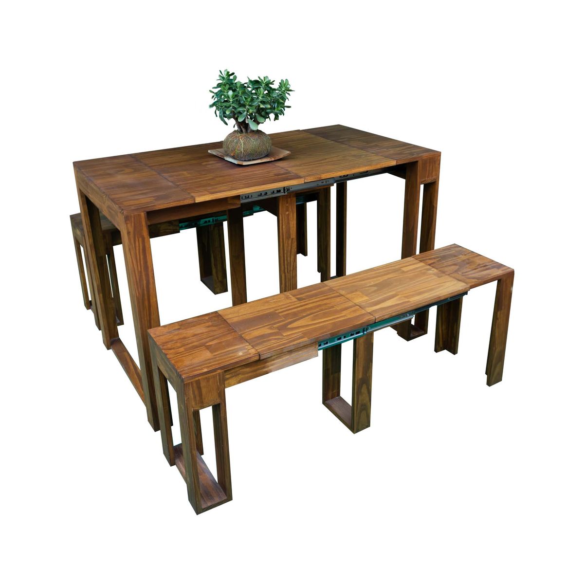 WOODMADE - Combo Nanti - Mesa y Bancas Extensibles