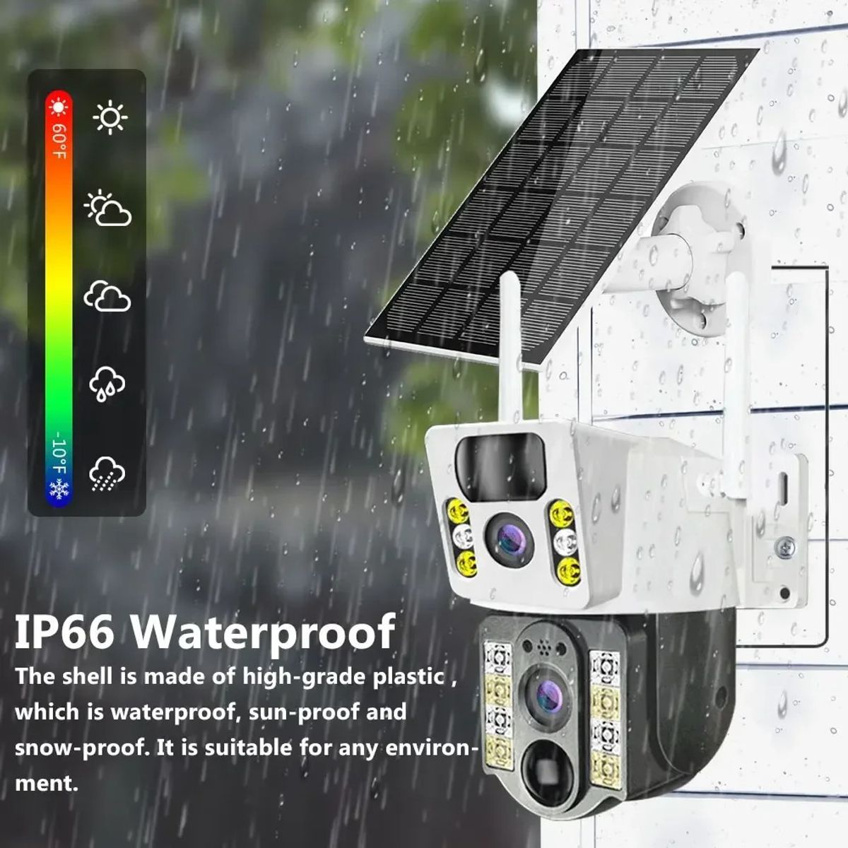TECNOHOGAR JS - Cámara De Seguridad Con Panel Solar Sim 4g Wifi Lente Dual