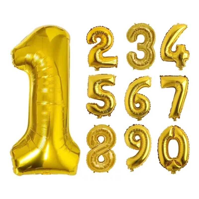 GENERICO - Globo numero dorado plateado y oro rosa 32" del 0 al 9 altura 82cm