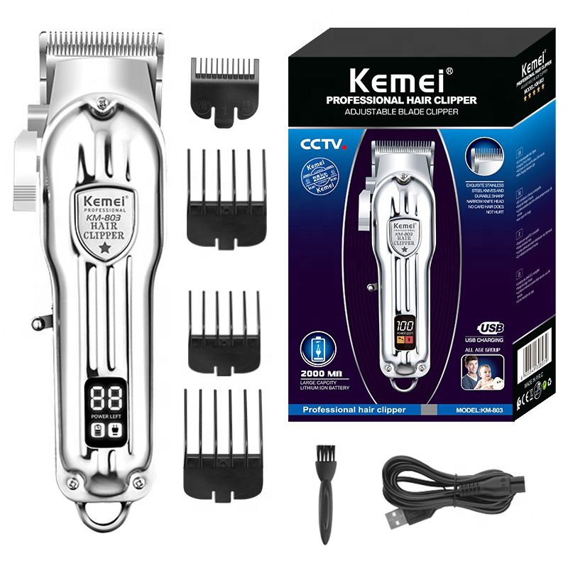 KEMEI - Maquina Cortadora Peluquera Profesional Kemei Km 803 Silver