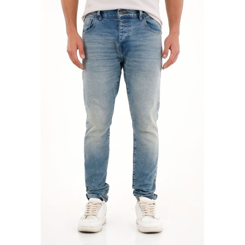 TENNIS - Jean Skinny de tiro medio con arrugas 3D para hombre