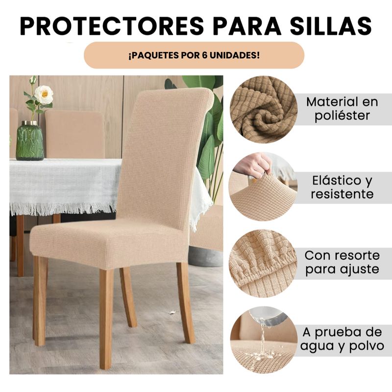 GENERICO - Fundas Para Silla 6 Piezas Comedor Impermeable Elástica