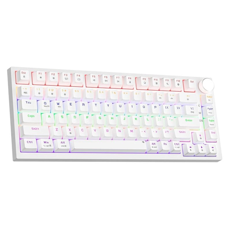 GENERICO - Teclado Mecánico Al 75 % Retroiluminado Con Perilla Blanco