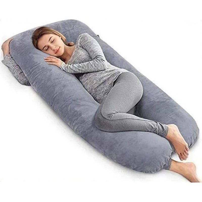 DORMIALMOHADA - ALMOHADA EN U PRA EMBARAZADAS CON RELLONO ALGODON SILICONADO GRIS