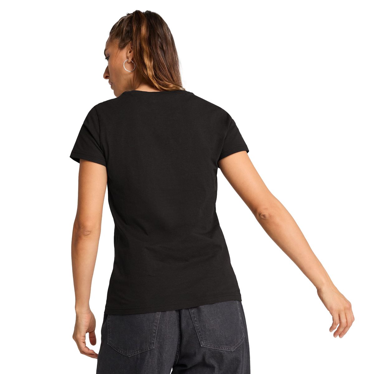 PUMA - Camisa Tshirt Marca Puma Ess Metallic Original Negro Mujer