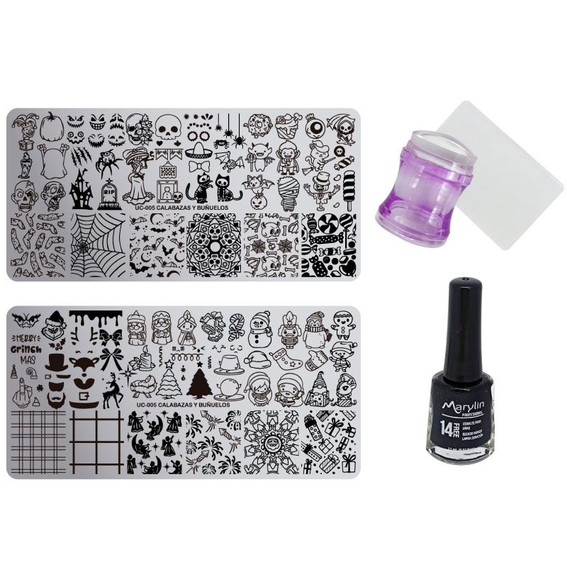 GENERICO - Kit principiante - 005 Calabazas y buñuelos - estampar uñas